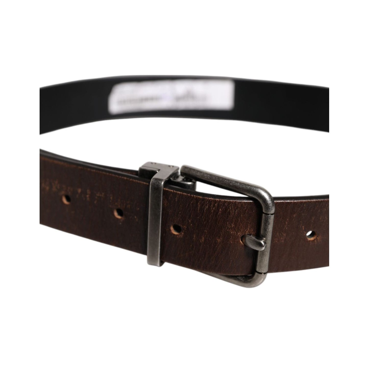 Dolce & Gabbana Brown Solid Leather Classic Waist Buckle Belt
