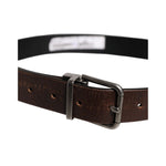 Dolce & Gabbana Brown Solid Leather Classic Waist Buckle Belt