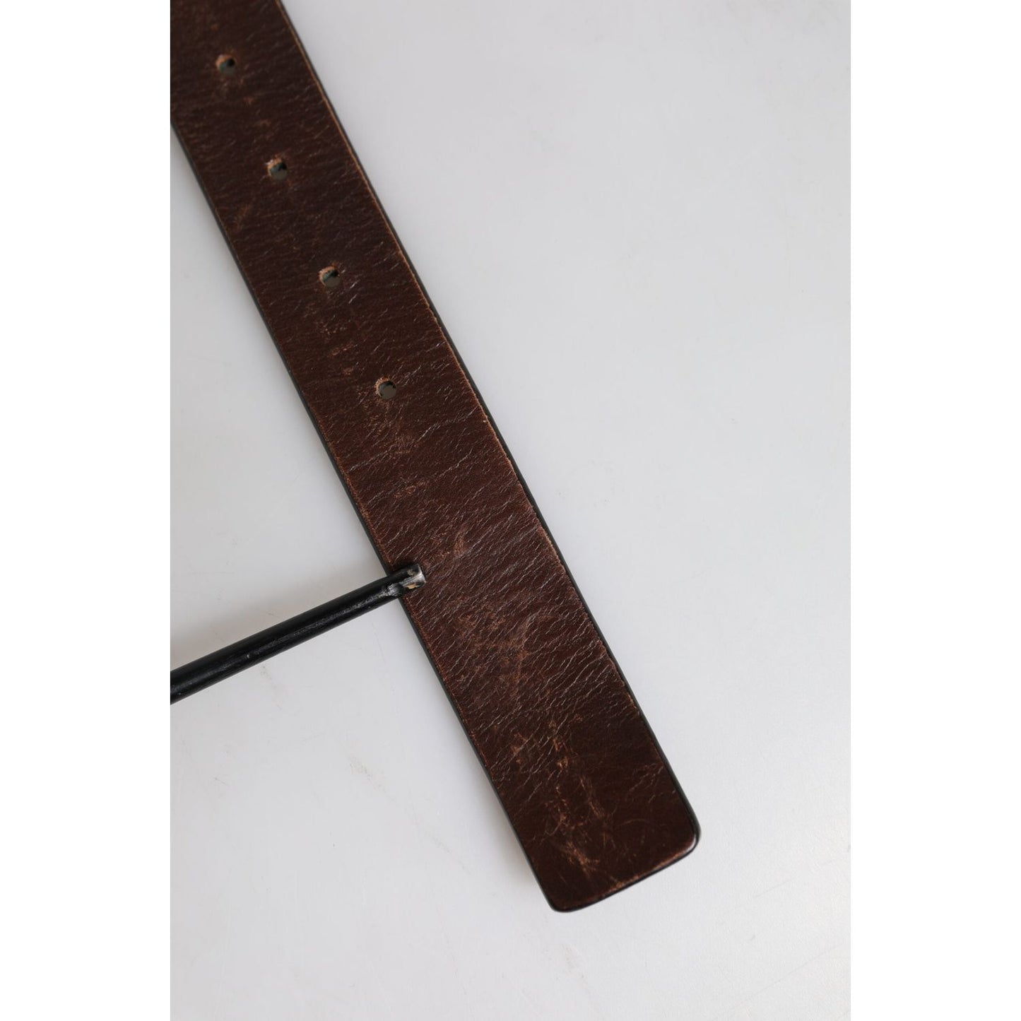 Dolce & Gabbana Brown Solid Leather Classic Waist Buckle Belt