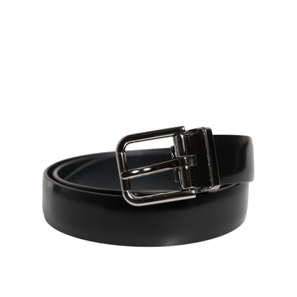 Dolce & Gabbana Black Solid Leather Classic Waist Buckle Belt