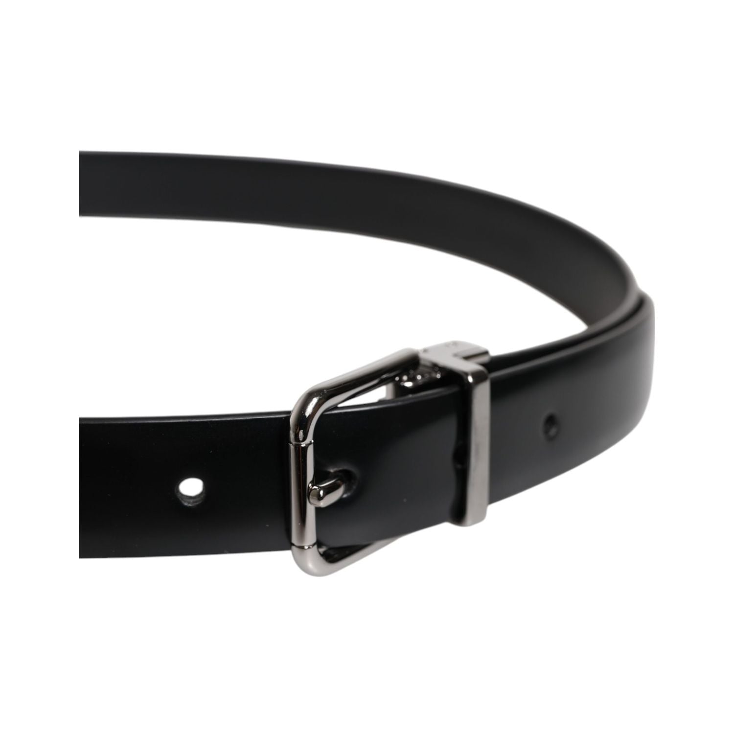 Dolce & Gabbana Black Solid Leather Classic Waist Buckle Belt