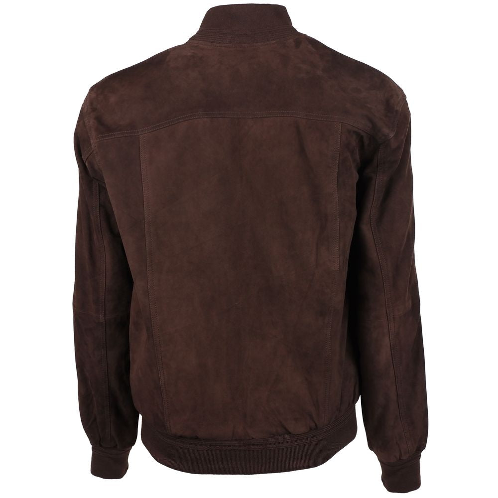 Emilio Romanelli Brown Calfskin Jacket EM-15263-IT52 | XL