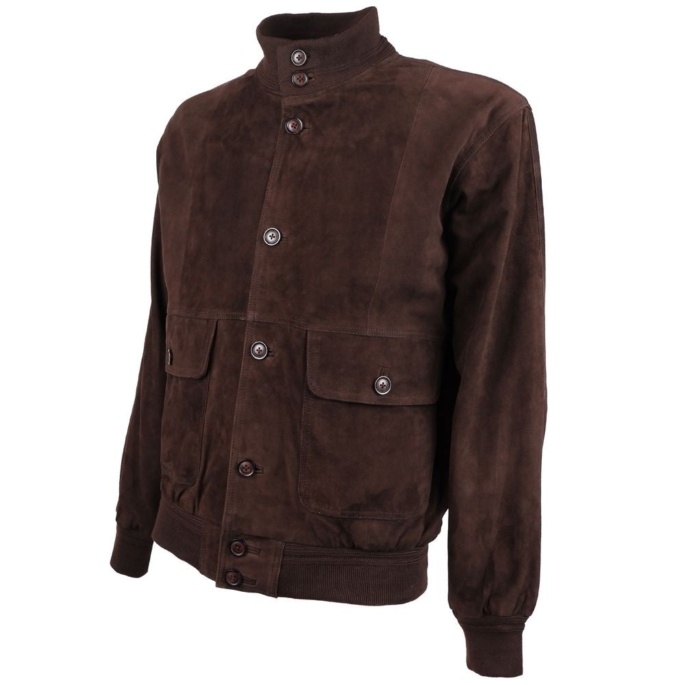 Emilio Romanelli Brown Calfskin Jacket EM-15263-IT52 | XL