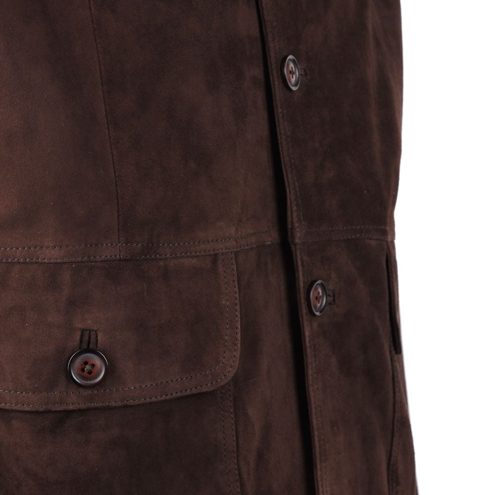 Emilio Romanelli Brown Calfskin Jacket EM-15263-IT52 | XL