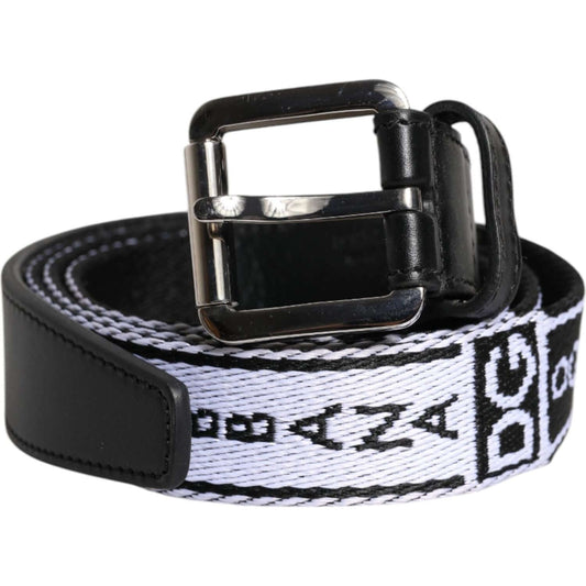 Dolce & Gabbana Black White Printed Metal Logo Buckle Belt 100 cm / 40 Inches,105 cm / 42 Inches,110 cm / 44 Inches,1728,67345645728,Accessories,Belts - Men - Accessories,Black/White,Dolce & Gabbana,Leather,Material: Nylon,Men,Men - Accessories,New with t