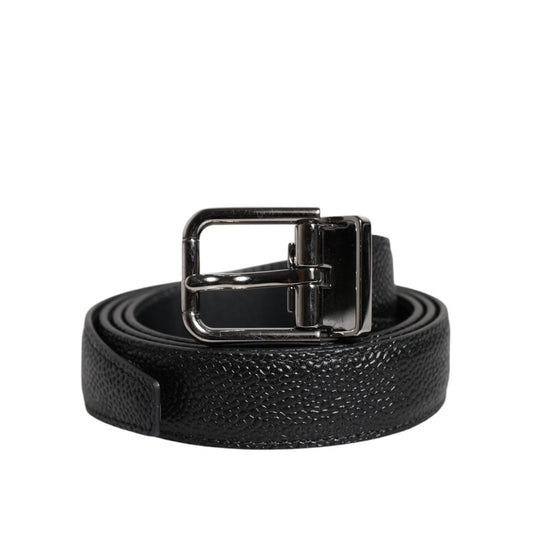 Dolce & Gabbana Black Calf Leather Classic Metal Buckle Belt BEL9350-85