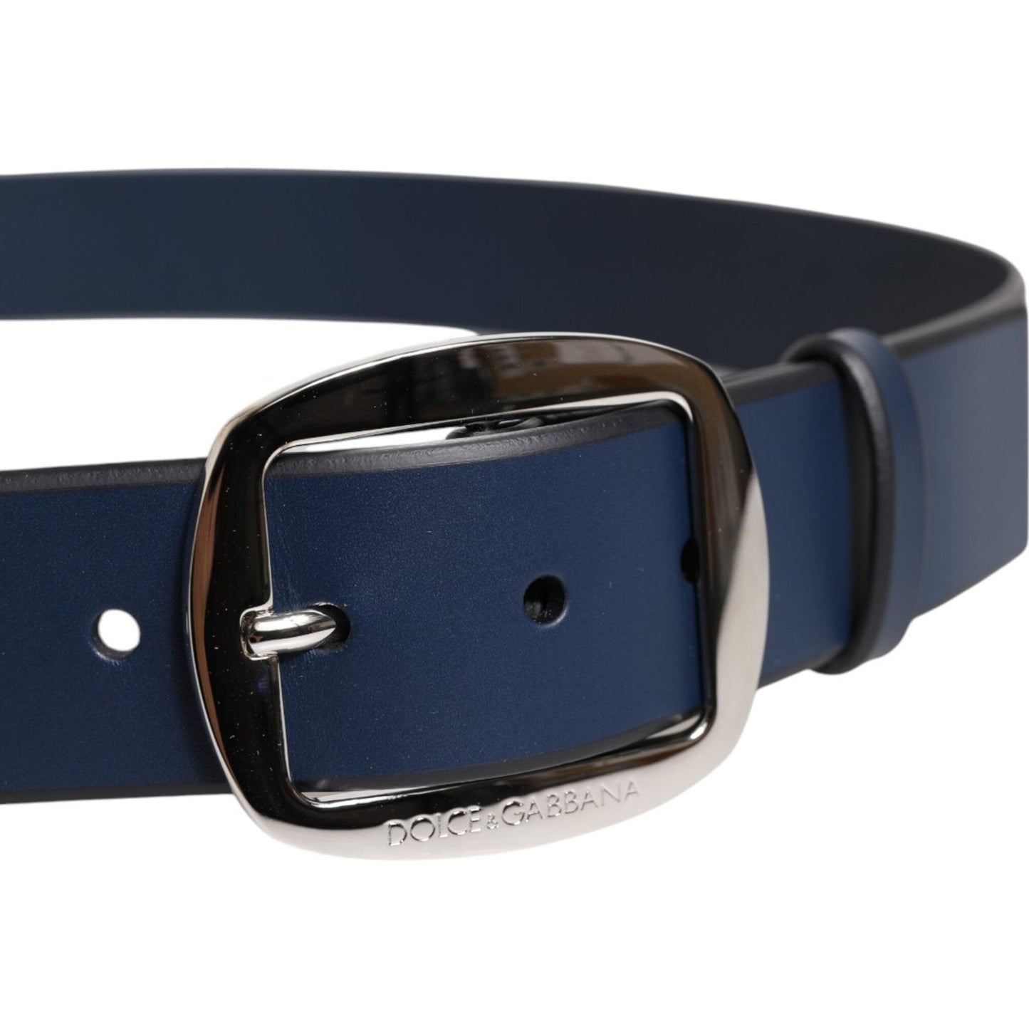 Dolce & Gabbana Blue Calf Leather Classic Metal Buckle Belt BEL9351-115