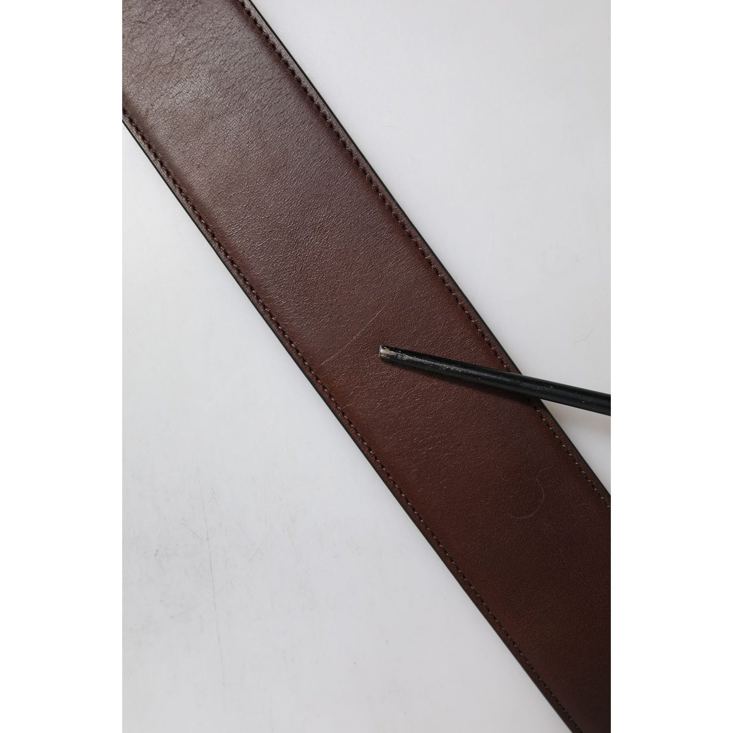 Dolce & Gabbana Brown Logo Engraved Metal Waist Buckle Belt