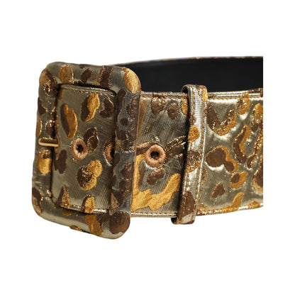 Dolce & Gabbana Gold Spotted Jacquard Fabric Wide Waist Belt
