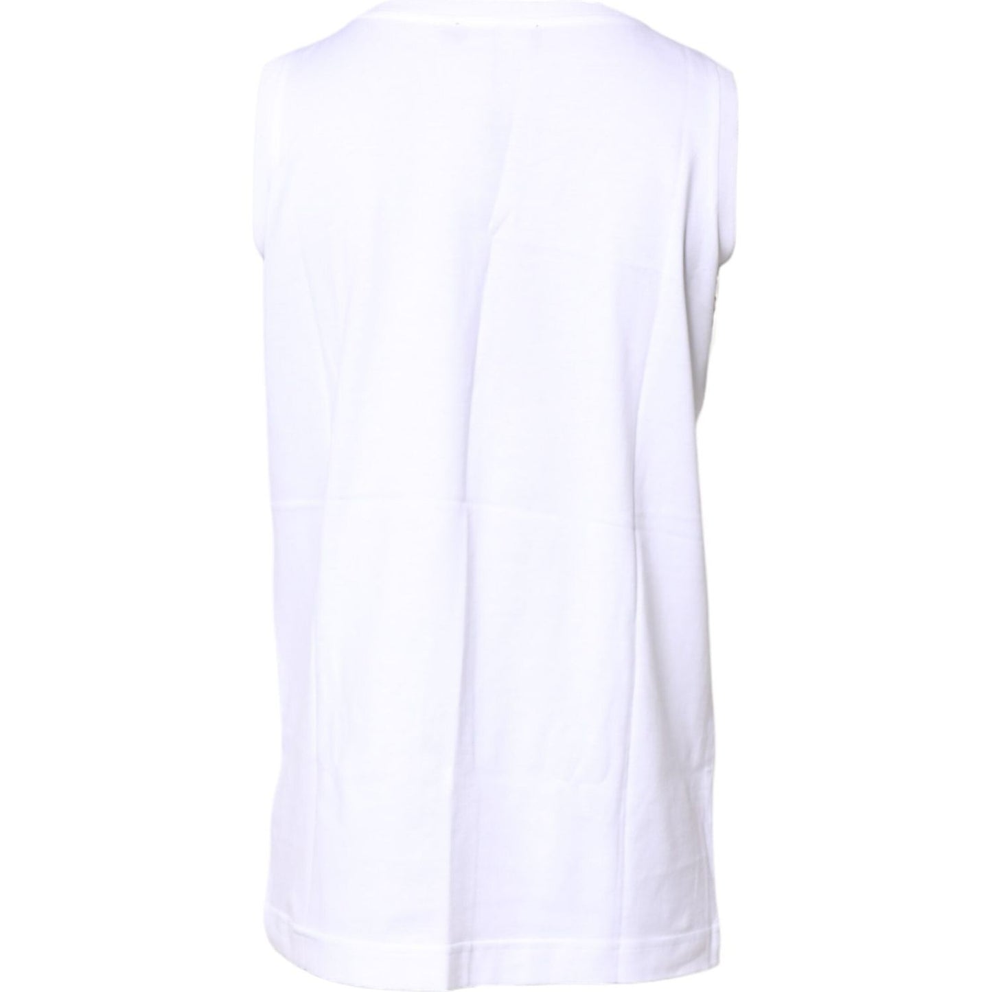 Dolce & Gabbana White Cotton Sleeveless Crew Neck T-shirt TSH878596-36
