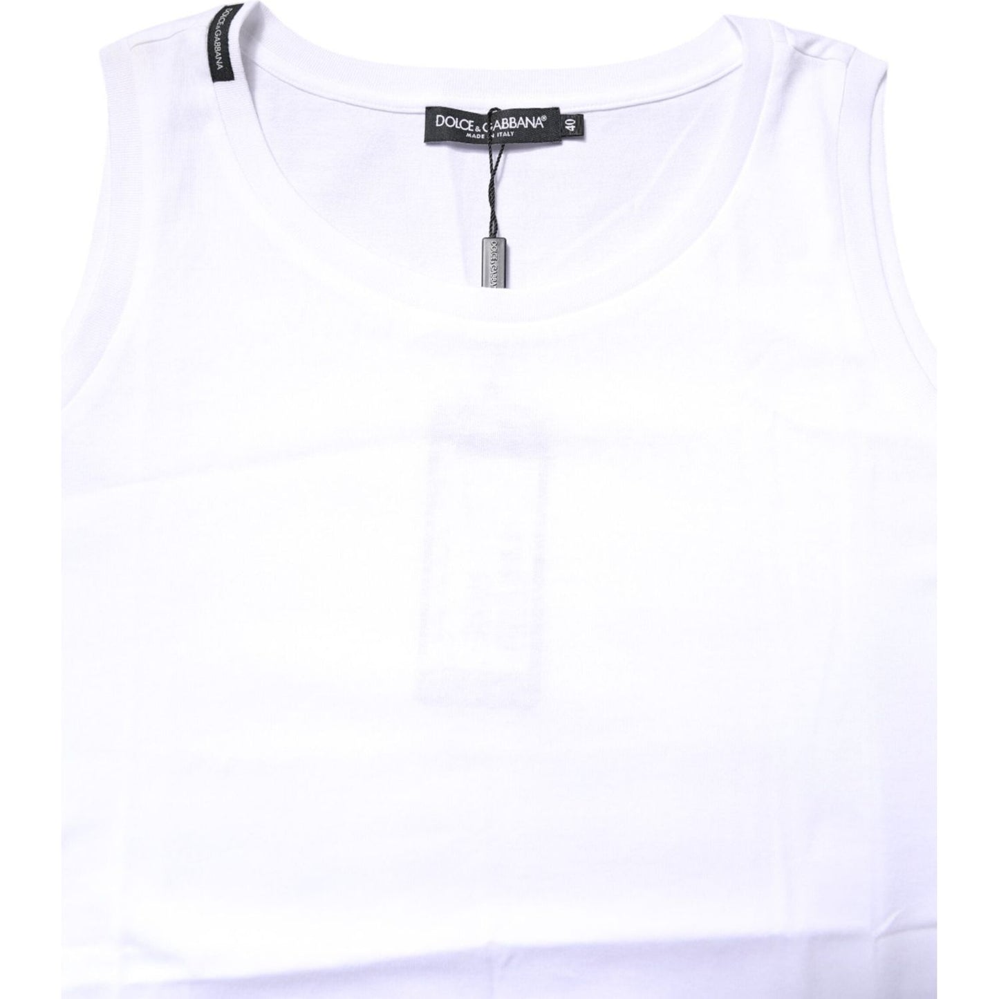 Dolce & Gabbana White Cotton Sleeveless Crew Neck T-shirt TSH878596-36