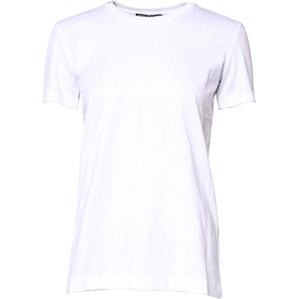Dolce & Gabbana White Cotton Crew Neck Short Sleeves T-shirt TSH878600-38