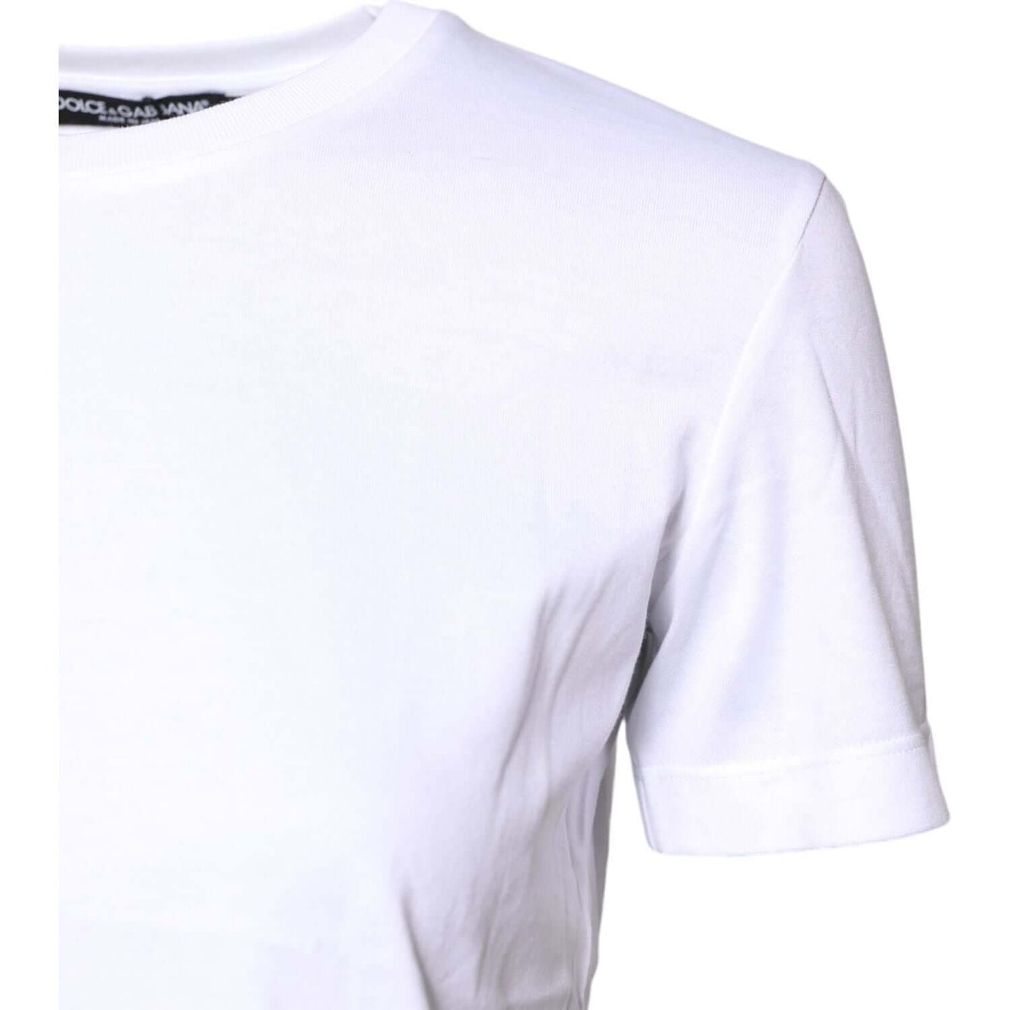Dolce & Gabbana White Cotton Crew Neck Short Sleeves T-shirt TSH878600-38