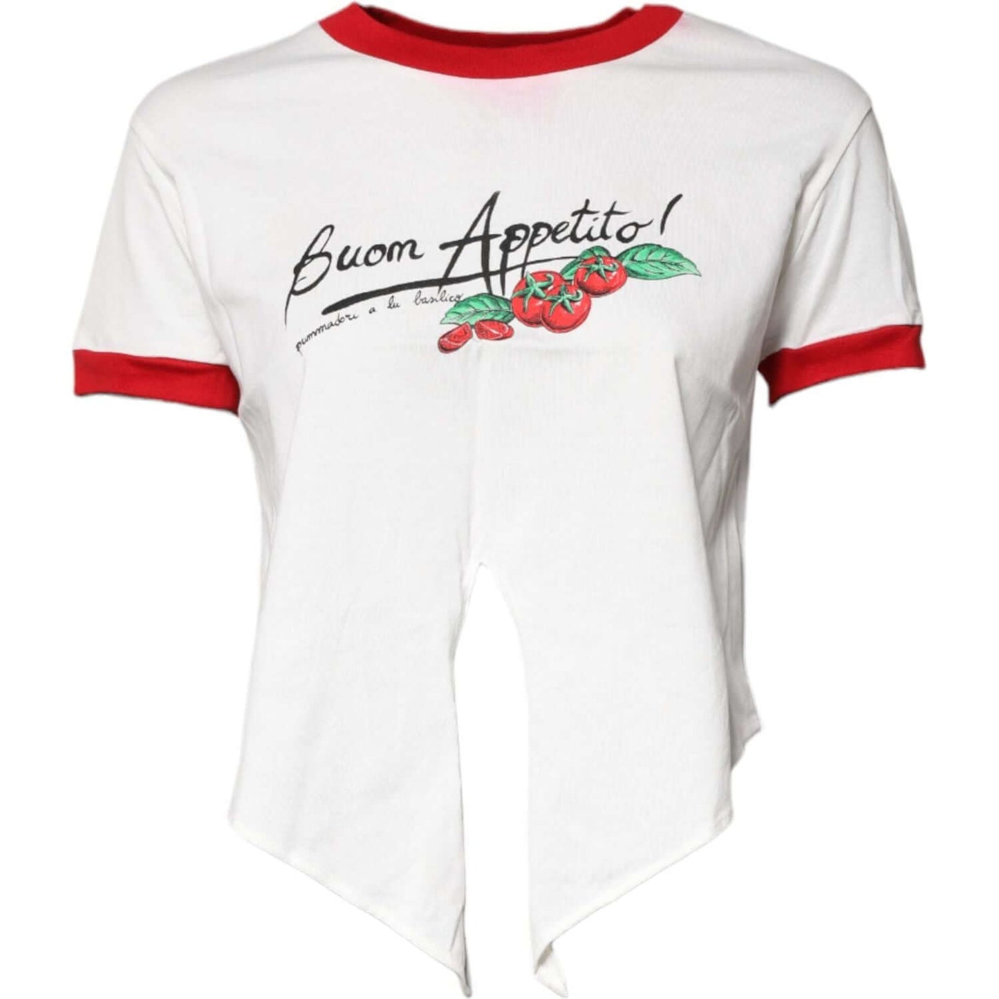 Dolce & Gabbana White Printed Round Neck Cropped Top T-shirt TSH878636-38