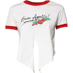 Dolce & Gabbana White Printed Round Neck Cropped Top T-shirt TSH878636-38