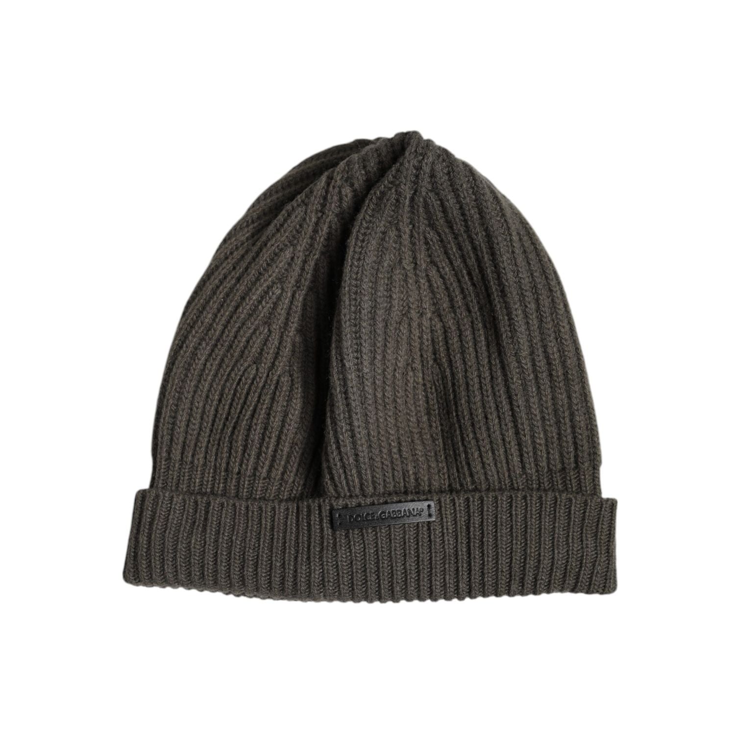 Dolce & Gabbana Green Wool DG Plaque Knitted Winter Beanie Hat