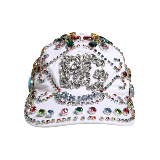 Dolce & Gabbana White Multicolor Crystal Embellish Baseball Cap HAT9700-58