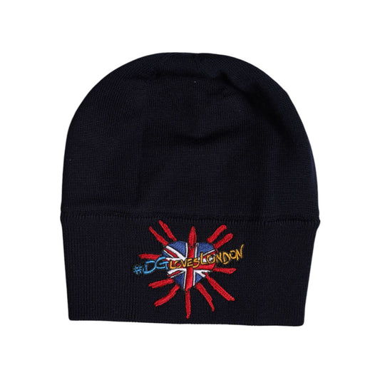 Dolce & Gabbana Black Wool #DGLovesLondon Winter Beanie Hat HAT9793