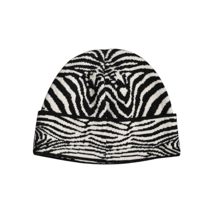 Dolce & Gabbana Black White Zebra Knitted Winter Beanie Hat