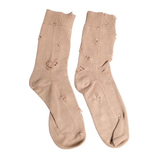 Dolce & Gabbana Beige Solid Stretch Mid Calf Men Socks SCS2222-L