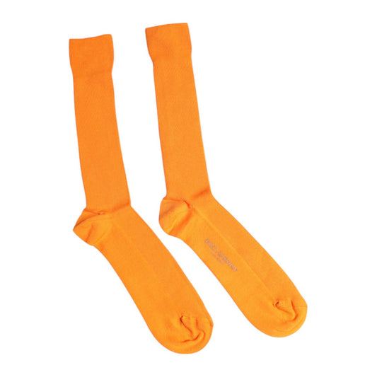 Dolce & Gabbana Orange Cotton Logo Over The Calf Socks SCS2232-L
