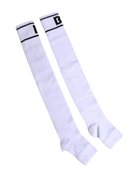 Dolce & Gabbana White Cotton DG Logo Print Open Toe Socks SCS2237