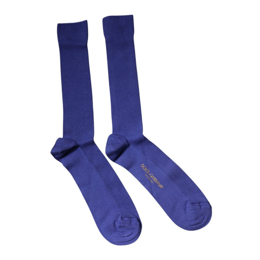 Dolce & Gabbana Purple Cotton Logo Over The Calf Socks SCS2241-L