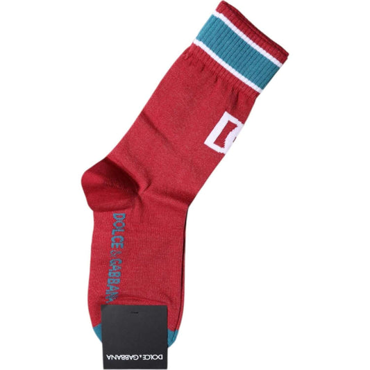 Dolce & Gabbana Red Cotton DG Logo Print Mid Calf Socks 1728,67345645728,Accessories,Dolce & Gabbana,M,Material: 73% Cotton 27% Nylon,Men - Accessories,New with tags,Red,Socks - Men - Accessories,Unisex SCS2187-M