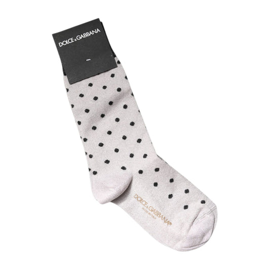 Dolce & Gabbana Gray Viscose Stretch Dotted Socks SCS2254-S