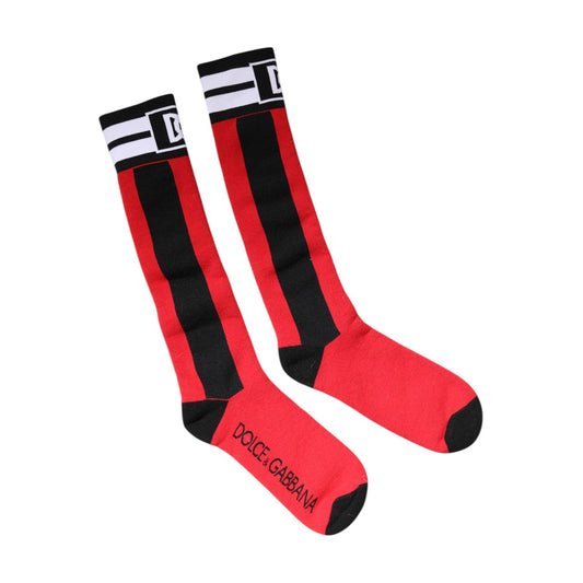 Dolce & Gabbana Red Cotton Stretch Printed Socks SCS2255-L
