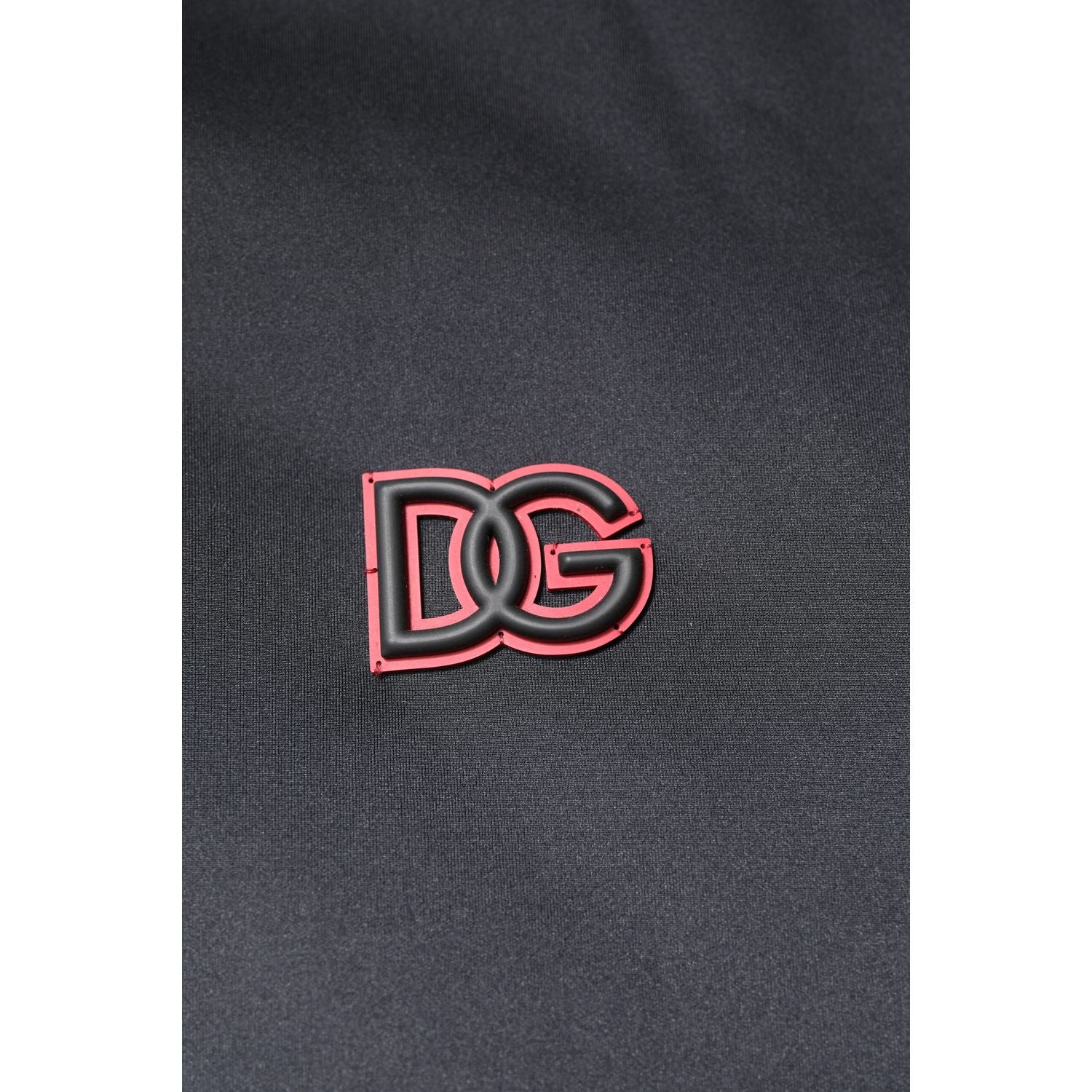 Dolce & Gabbana Black Polyester DG Hooded Full Zip Jacket