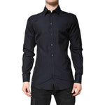 Dolce & Gabbana Black Cotton GOLD Men Dress Formal Shirt