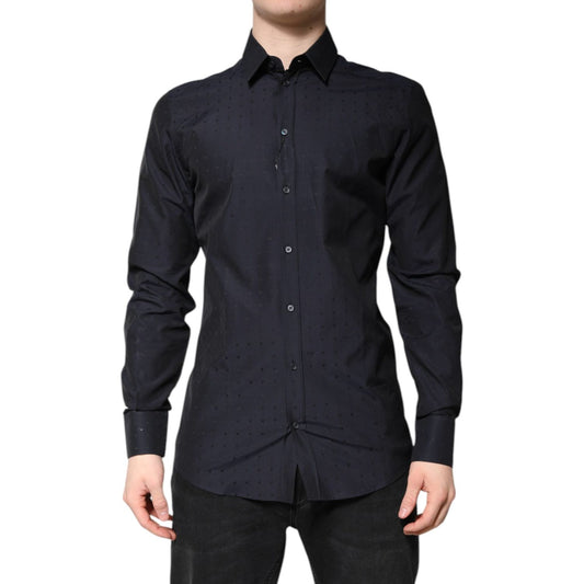 Dolce & Gabbana Black Cotton GOLD Men Dress Formal Shirt