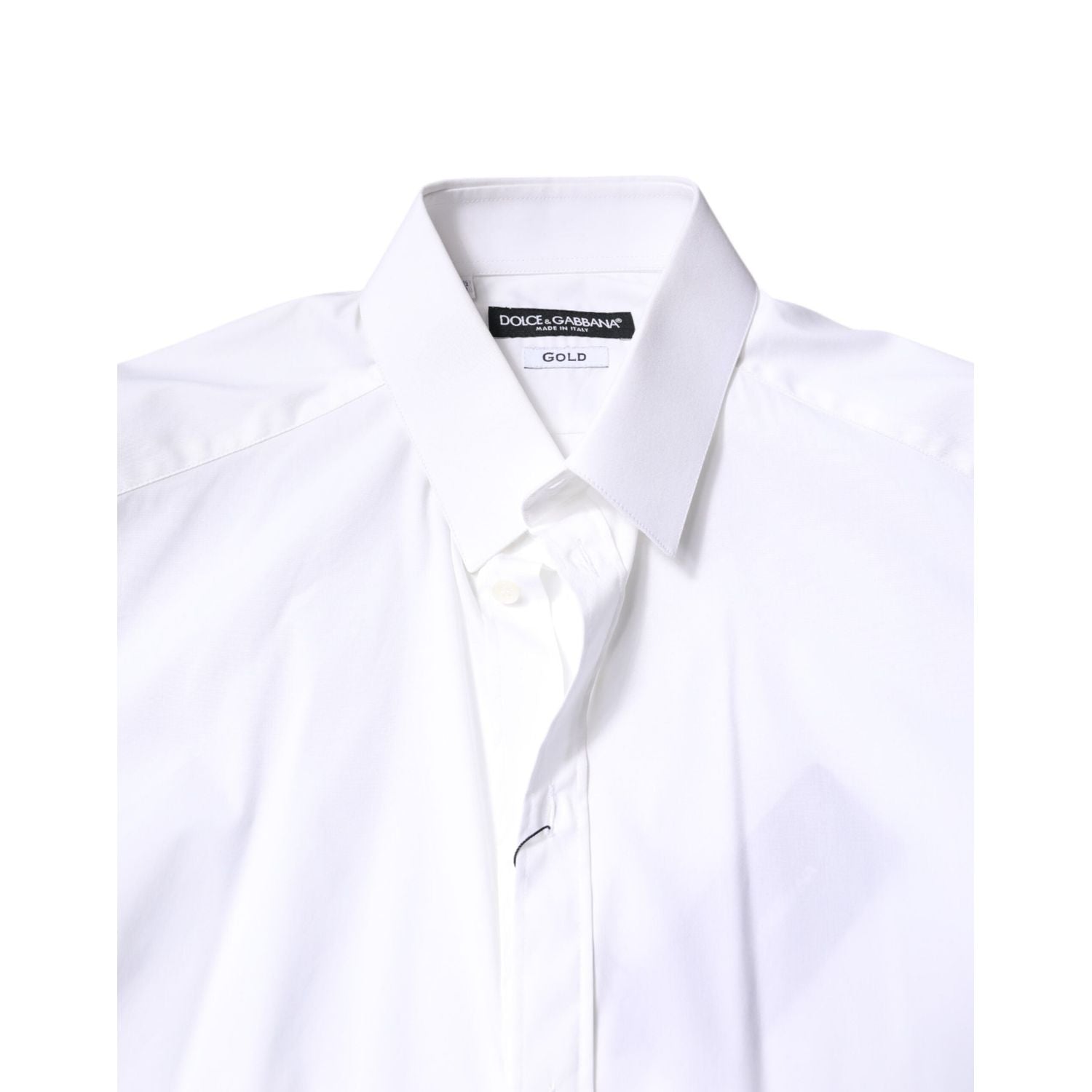 Dolce & Gabbana White Cotton GOLD Dress Formal Collared Shirt