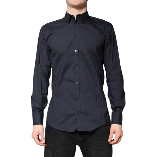 Dolce & Gabbana Dark Blue MARTINI Cotton Formal Dress Shirt