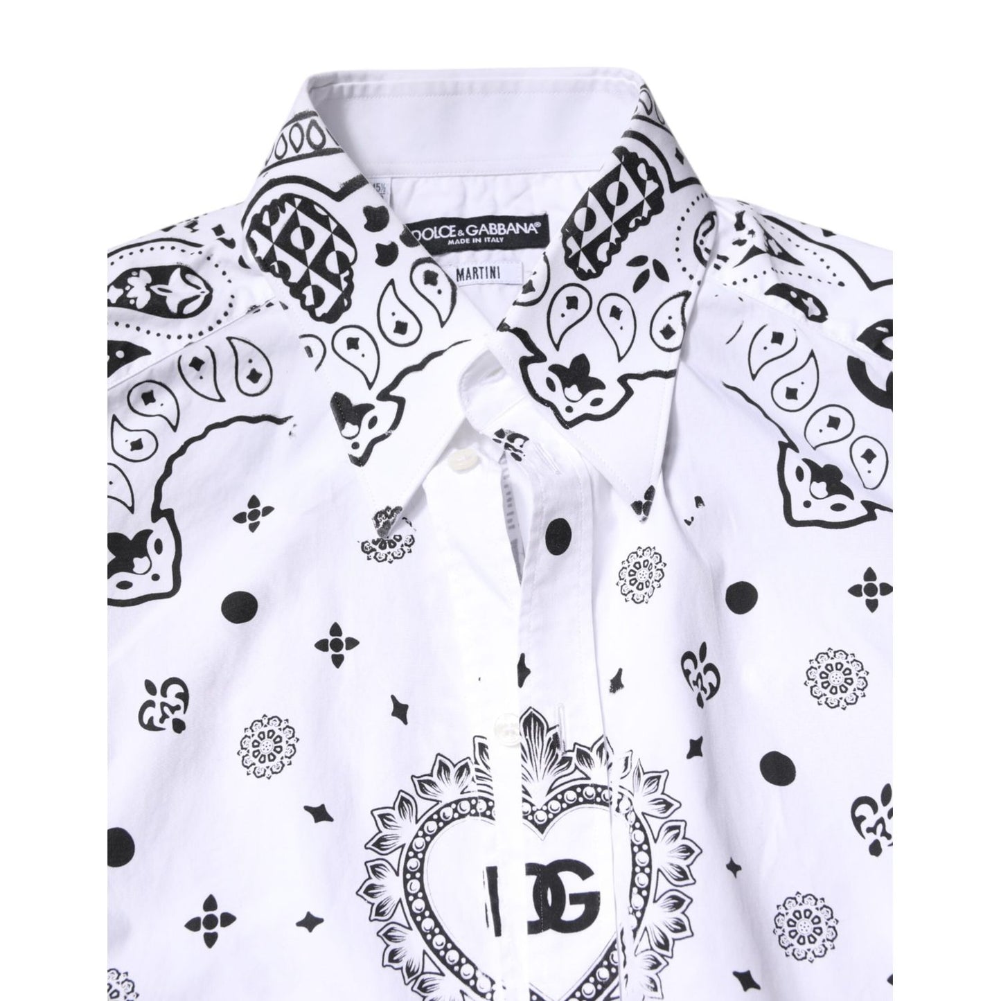 Dolce & Gabbana White Black Bandana MARTINI Men Dress Shirt TSH86370-39