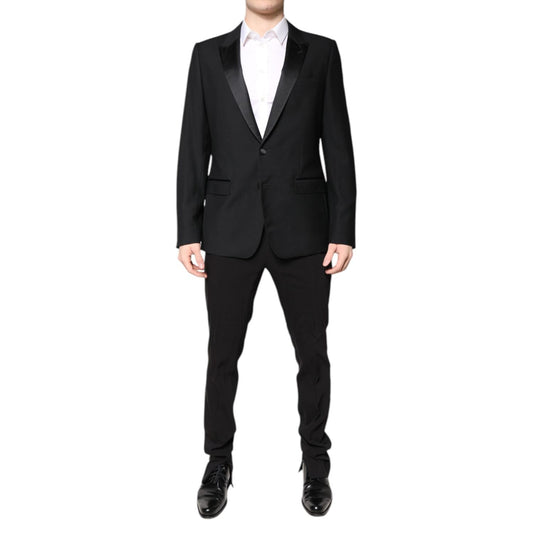 Dolce & Gabbana Black Wool Single Breasted 2 Piece Suit