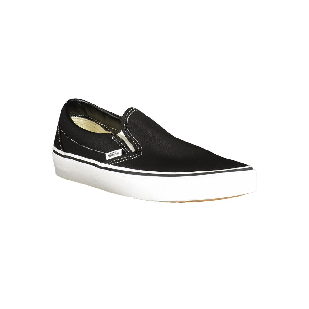 Vans Black Polyester Men Sneaker with elastic fit and contrasting details, perfect for skateboarding and casual style.