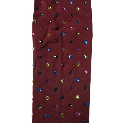 Dolce & Gabbana Maroon Nylon Crystal Embellished Pantyhose Tights