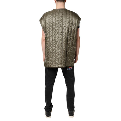 Dolce & Gabbana Brown Logo Plaque Quilted Vest Jacket