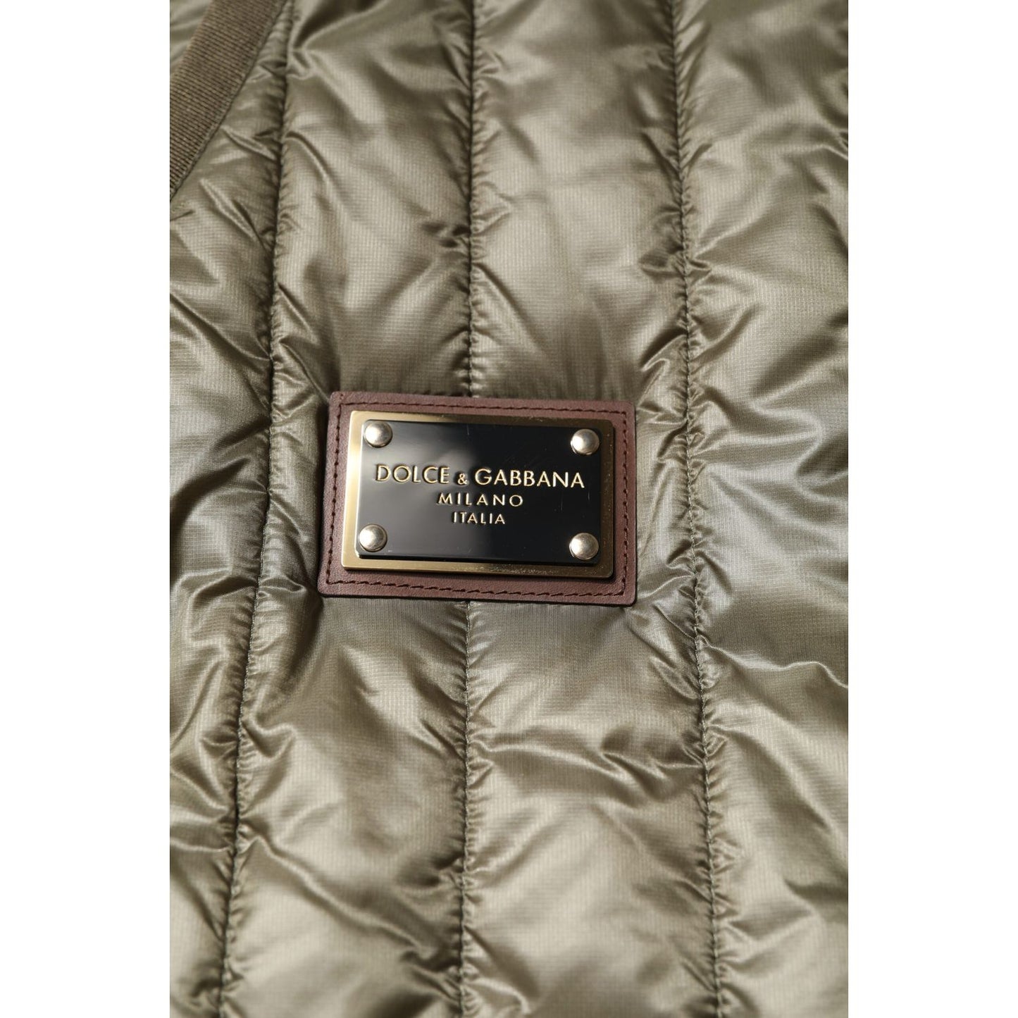 Dolce & Gabbana Brown Logo Plaque Quilted Vest Jacket JKT3783-52