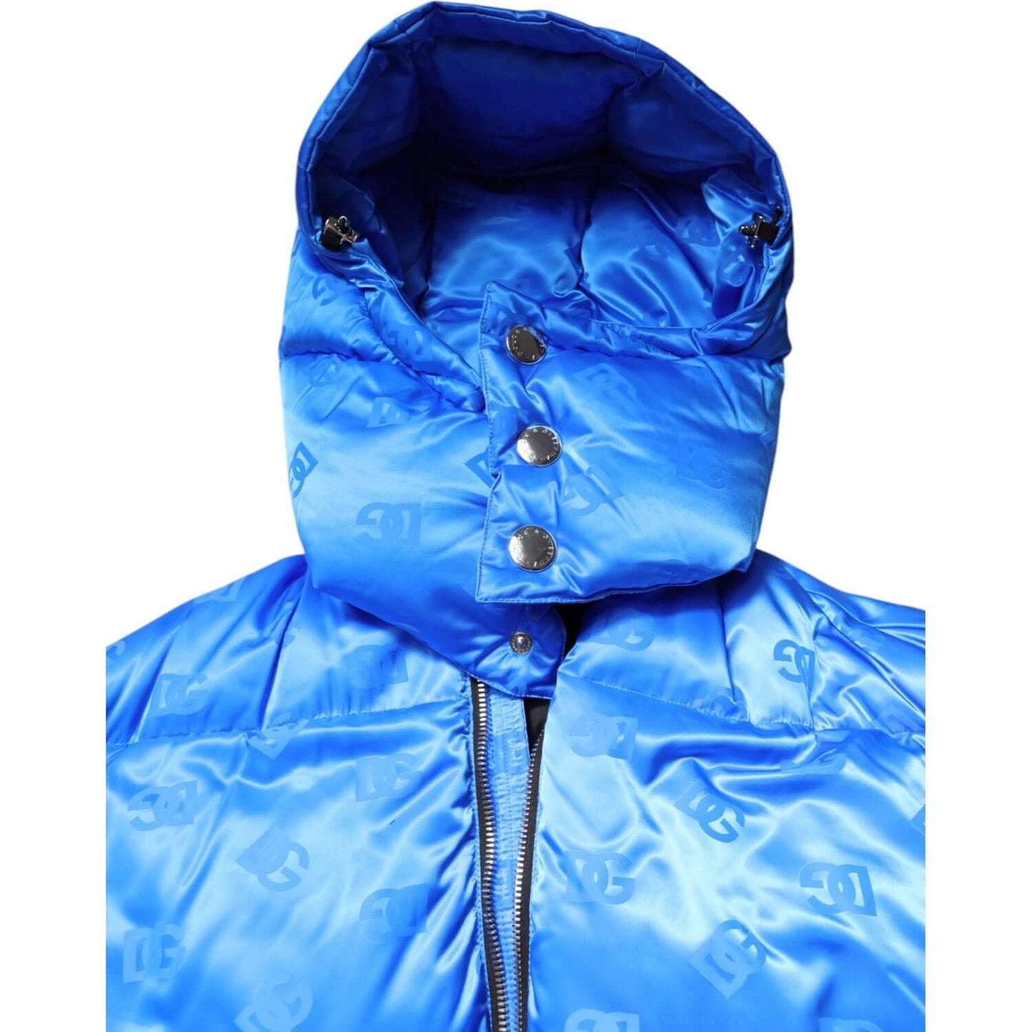 Dolce & Gabbana Blue Logo Full Zip Hooded Quilted Jacket JKT41406-46