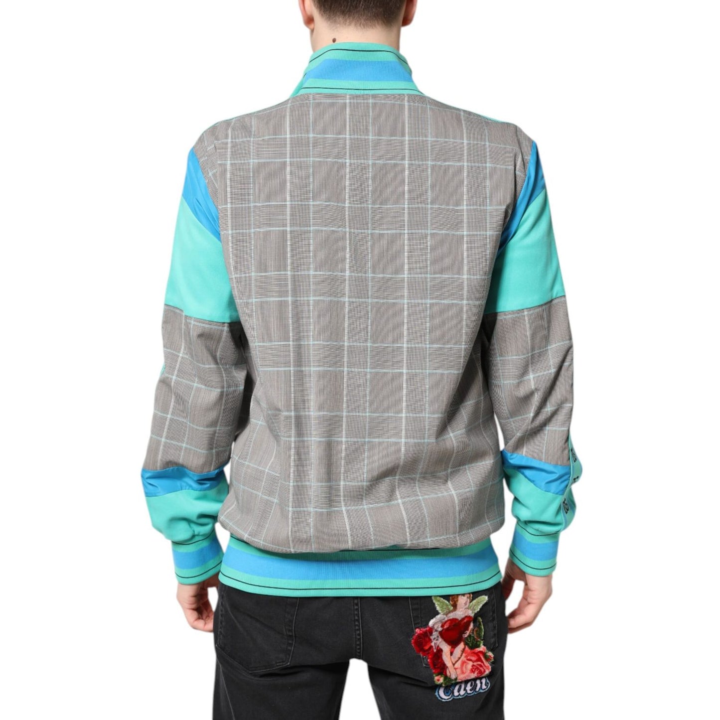 Dolce & Gabbana Multicolor Plaid Full Zip Windbreaker Jacket
