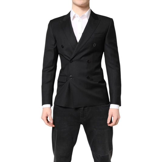 Dolce & Gabbana Black MARTINI Double Breasted Coat Blazer KOS2234-44