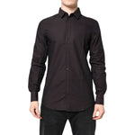 Dolce & Gabbana Maroon Jacquard Cotton GOLD Men Dress Shirt TSH87751-37