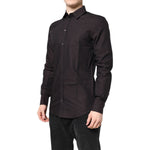 Dolce & Gabbana Maroon Jacquard Cotton GOLD Men Dress Shirt TSH87751-37