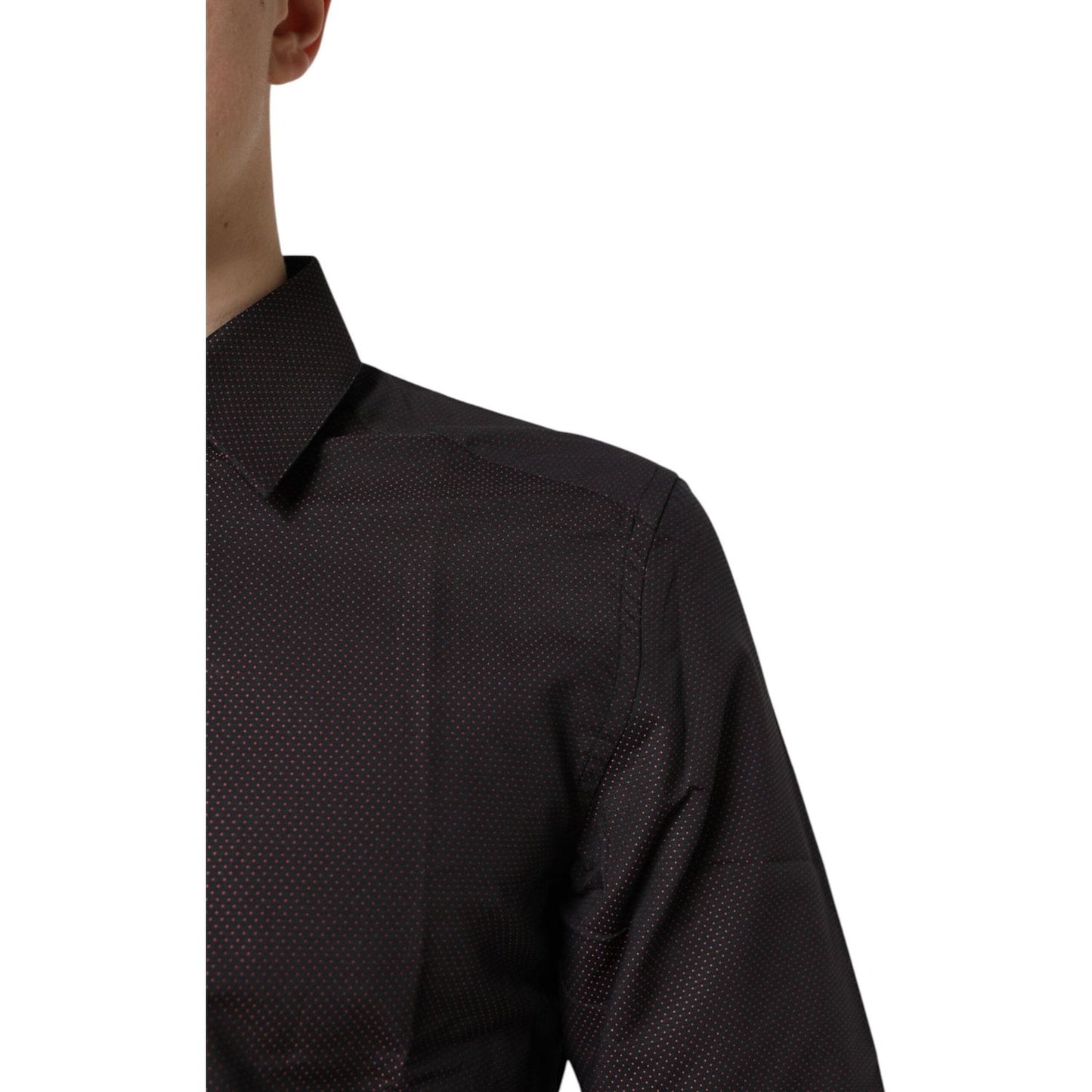 Dolce & Gabbana Maroon Jacquard Cotton GOLD Men Dress Shirt TSH87751-37