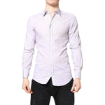Dolce & Gabbana White Striped Cotton GOLD Long Sleeves Shirt TSH87752-38