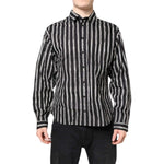 Dolce & Gabbana Black White Striped Cotton Dress Shirt TSH87759-41