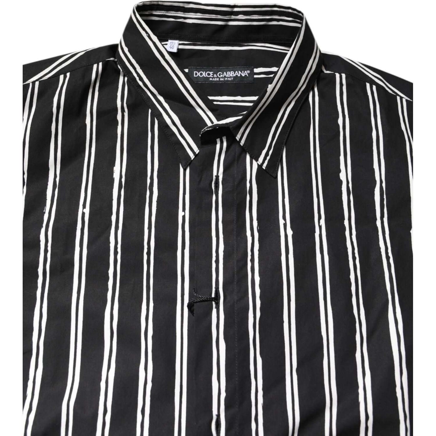 Dolce & Gabbana Black White Striped Cotton Dress Shirt TSH87759-41